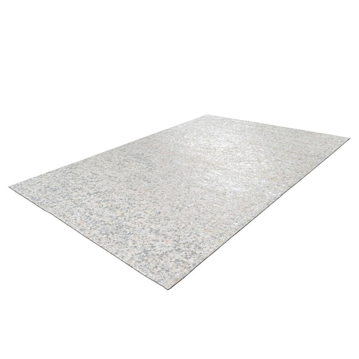 Paris Prix Tapis en Cuir Fait Main  Finish  Blanc & Argent