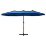 Voir la diapositive 2 : VIDAXL Parasol d'exterieur et poteau en aluminium 460x270 cm Bleu