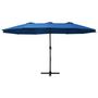 Voir la diapositive 2 : VIDAXL Parasol d'exterieur et poteau en aluminium 460x270 cm Bleu