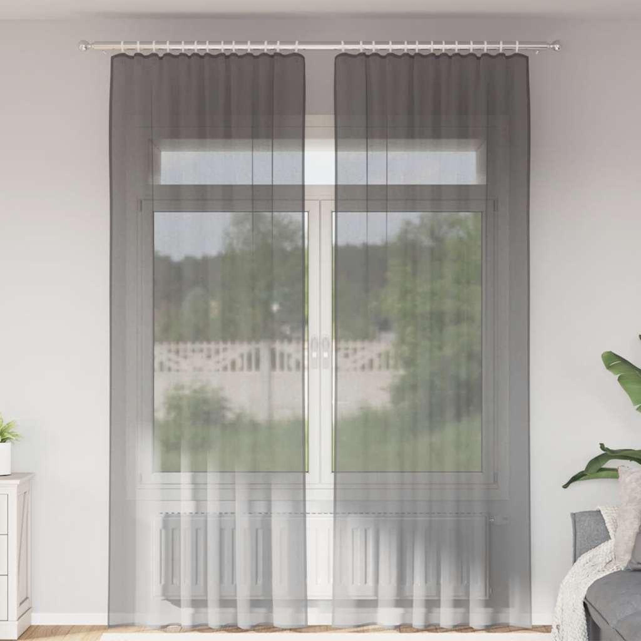 VIDAXL Rideaux en voile avec boucles 2 pcs gris fonce 140x260 cm