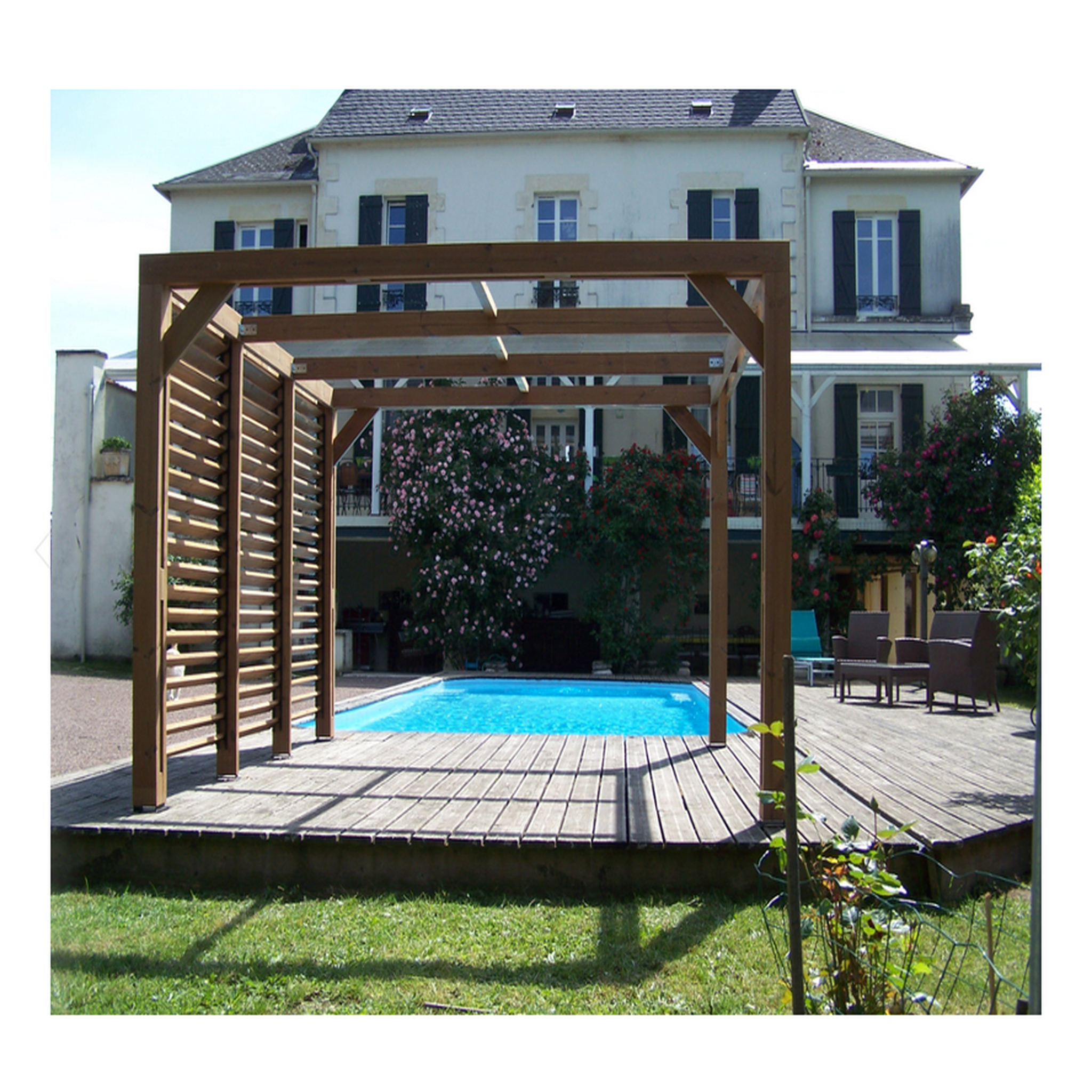 Voir la diapositive 3 : Hisense Pergola thermauvent en bois thermo chauffé avec vantelles mobiles sur mur 10.67 m² - tho3531v