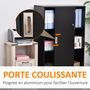 Voir la diapositive 5 : HOMCOM Armoire de bureau 2 portes coulissantes verrouillables dim. 80L x 40l x 120H cm 2 étagères panneaux particules noir