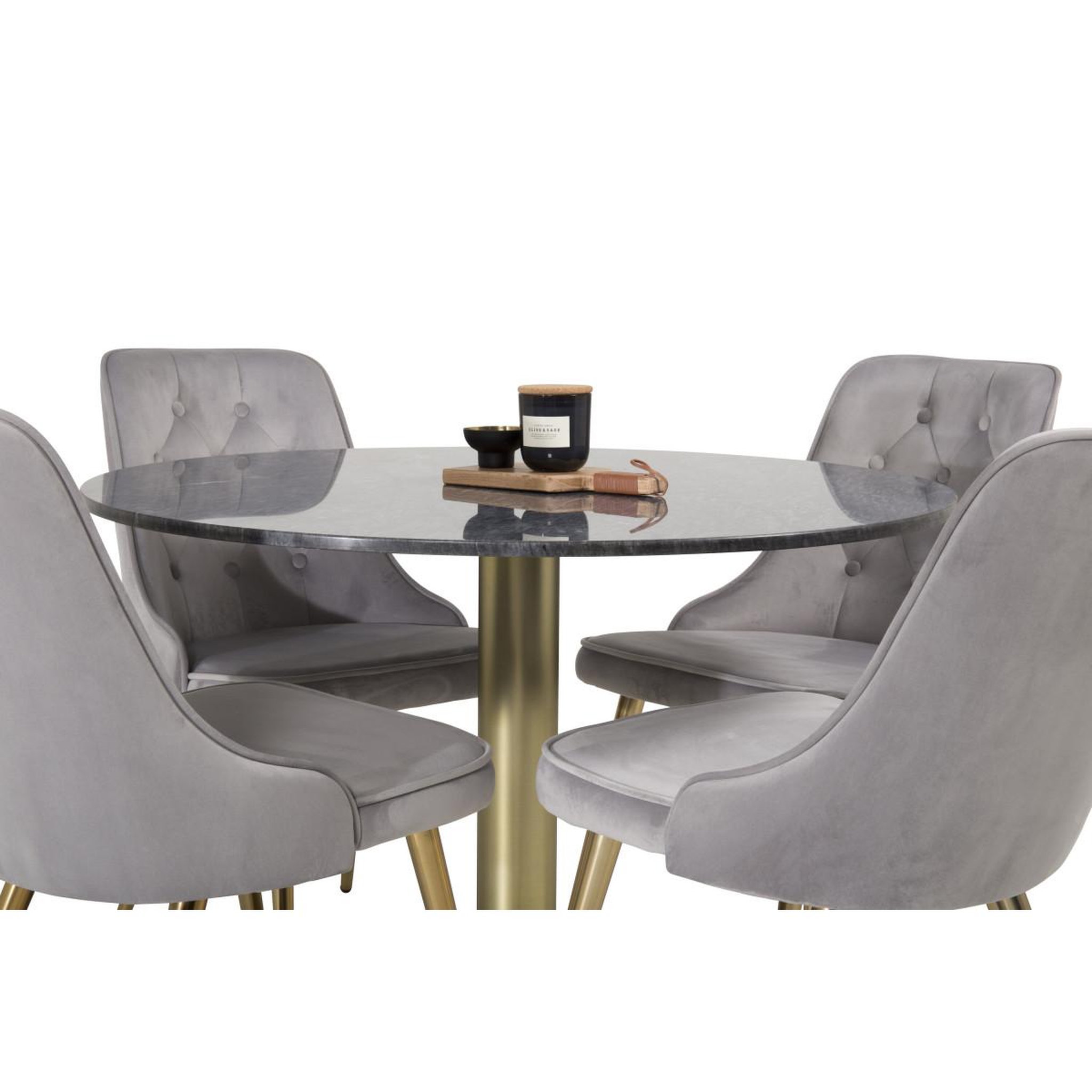 Voir la diapositive 3 : Paris Prix Ensemble Table à Manger & 4 Chaises  Estelle II & Deluxe II  106cm Gris Foncé & Gris