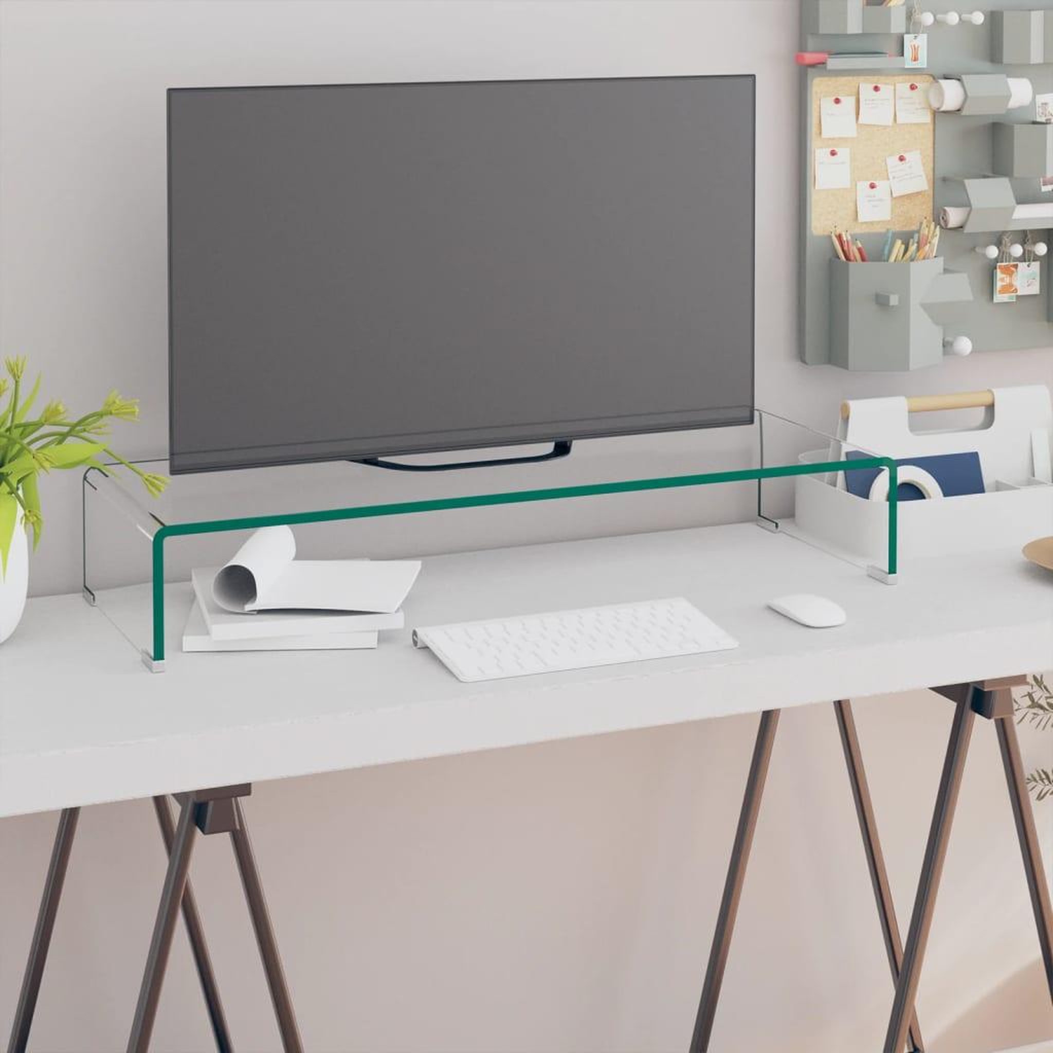 Voir la diapositive 1 : VIDAXL Meuble TV/pour moniteur 80x30x13 cm verre transparent