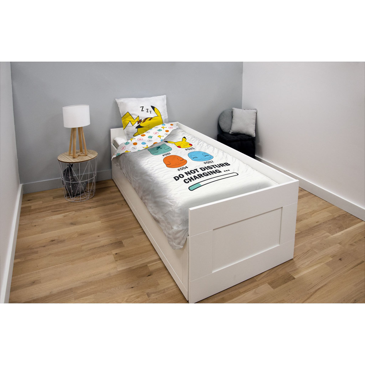 POKEMON Parure housse de couette enfant en coton 54 fils POKEMON 4 visages