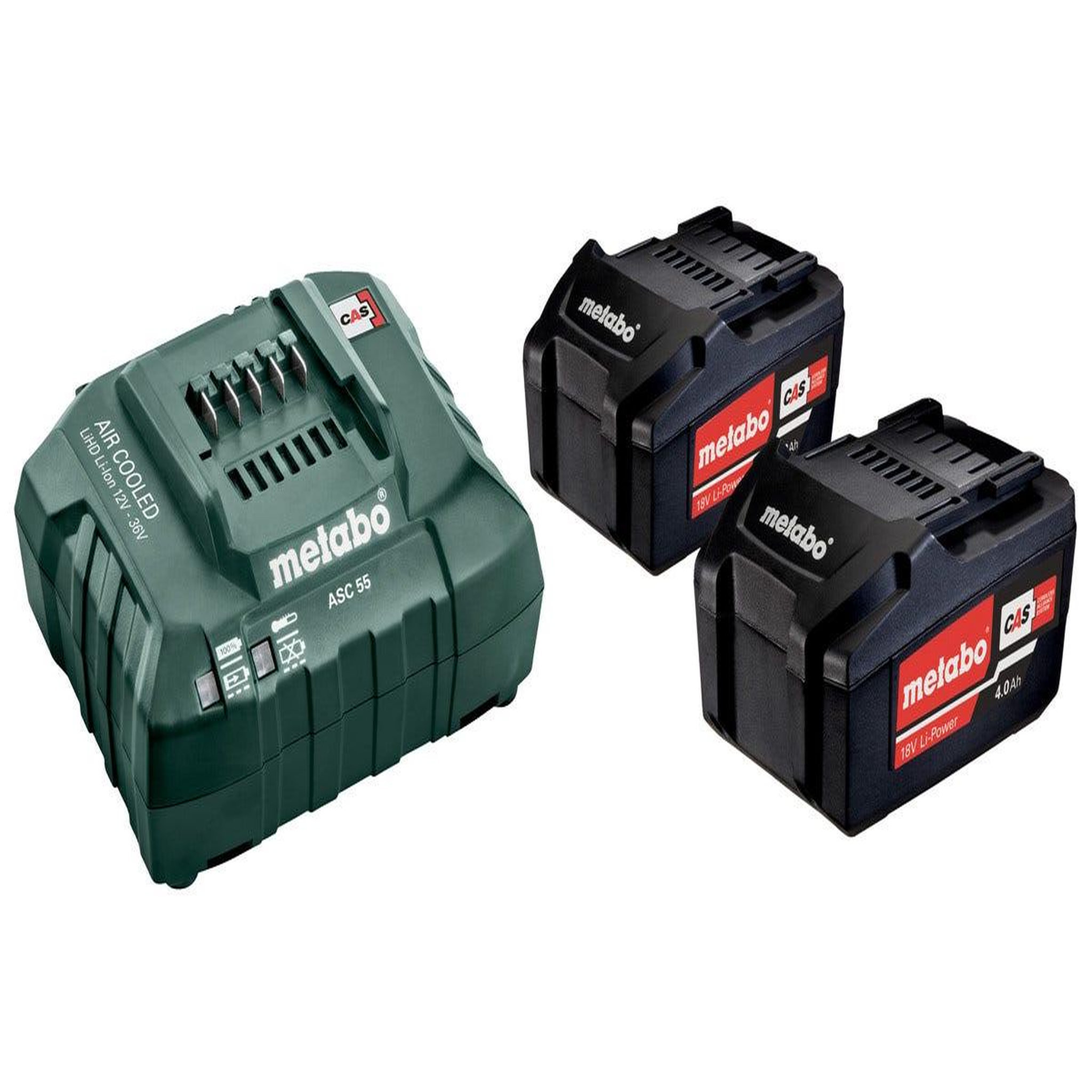 METABO Pack energie sans fil 18 v 2 batteries 4ah + chargeur asc 55