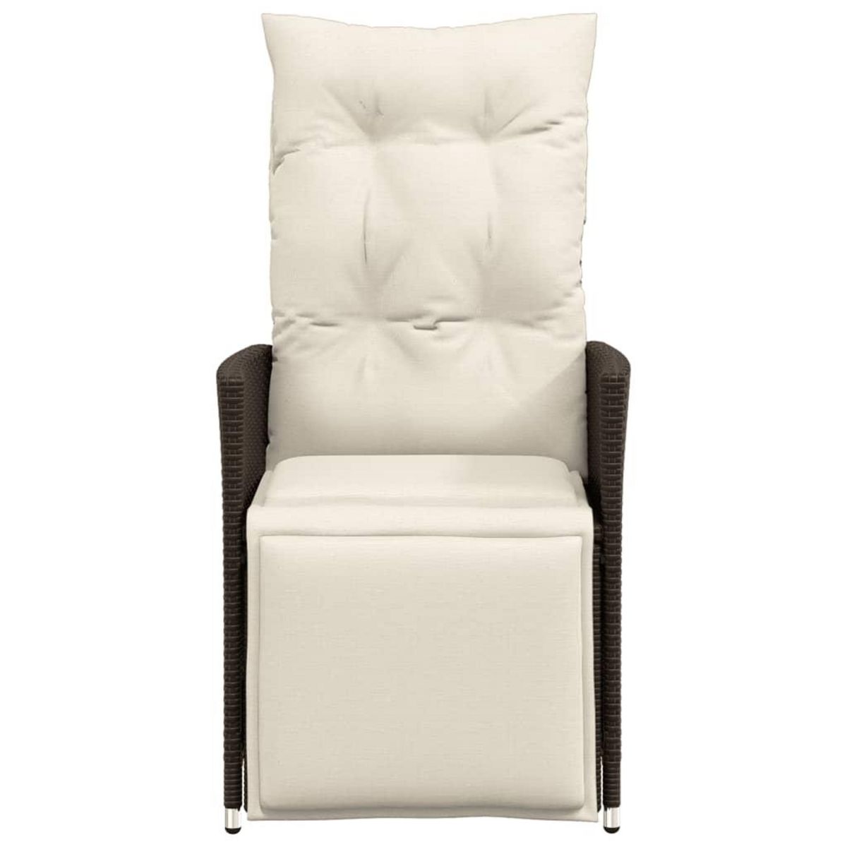 VIDAXL Chaises inclinables de jardin lot de 2 et coussins marron rotin