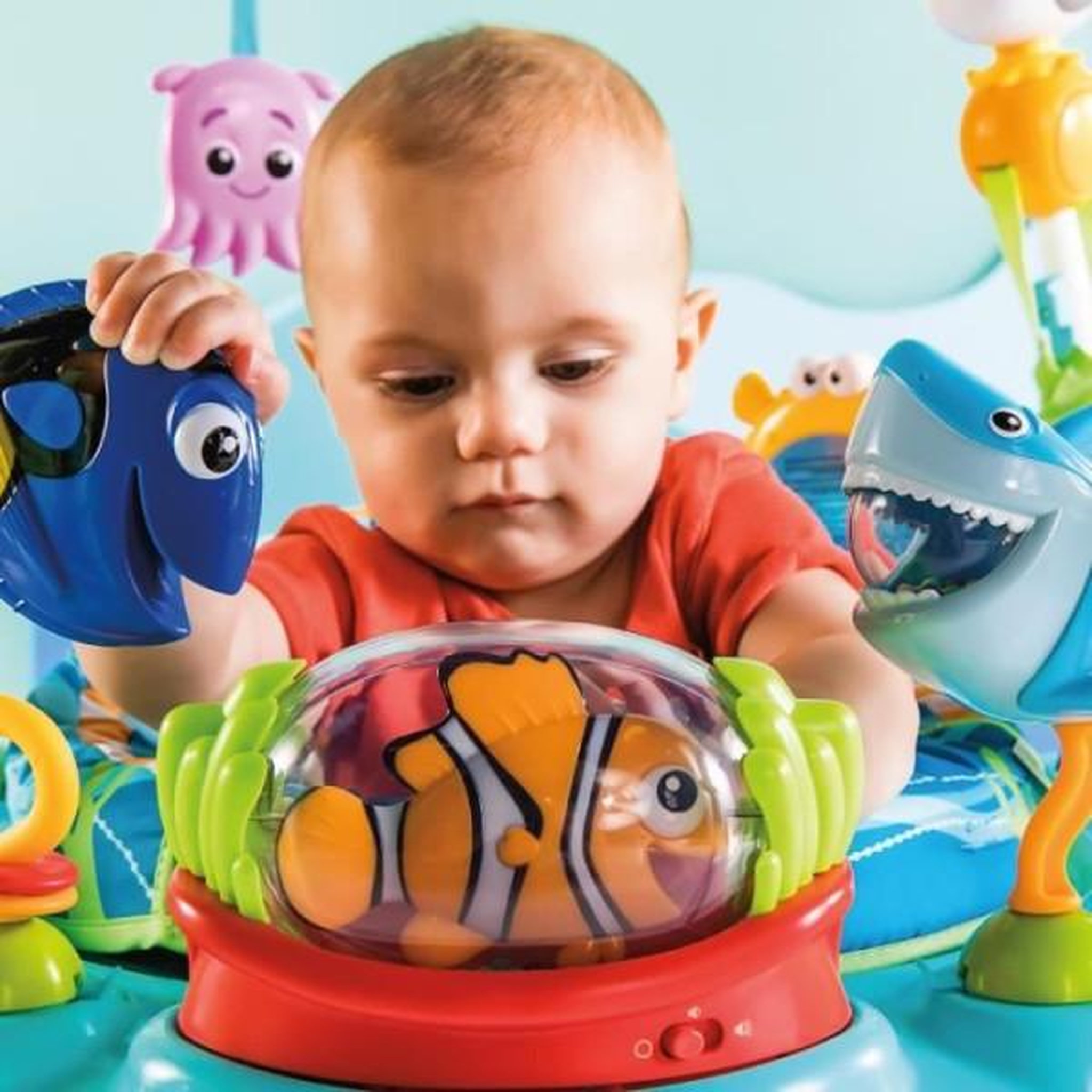 Voir la diapositive 2 : DISNEY DISNEY BABY Aire d'éveil bébé multi-jouets, siege sauteur a rebonds évolutif, pivotant a 360° - Nemo - 13 jeux interactives