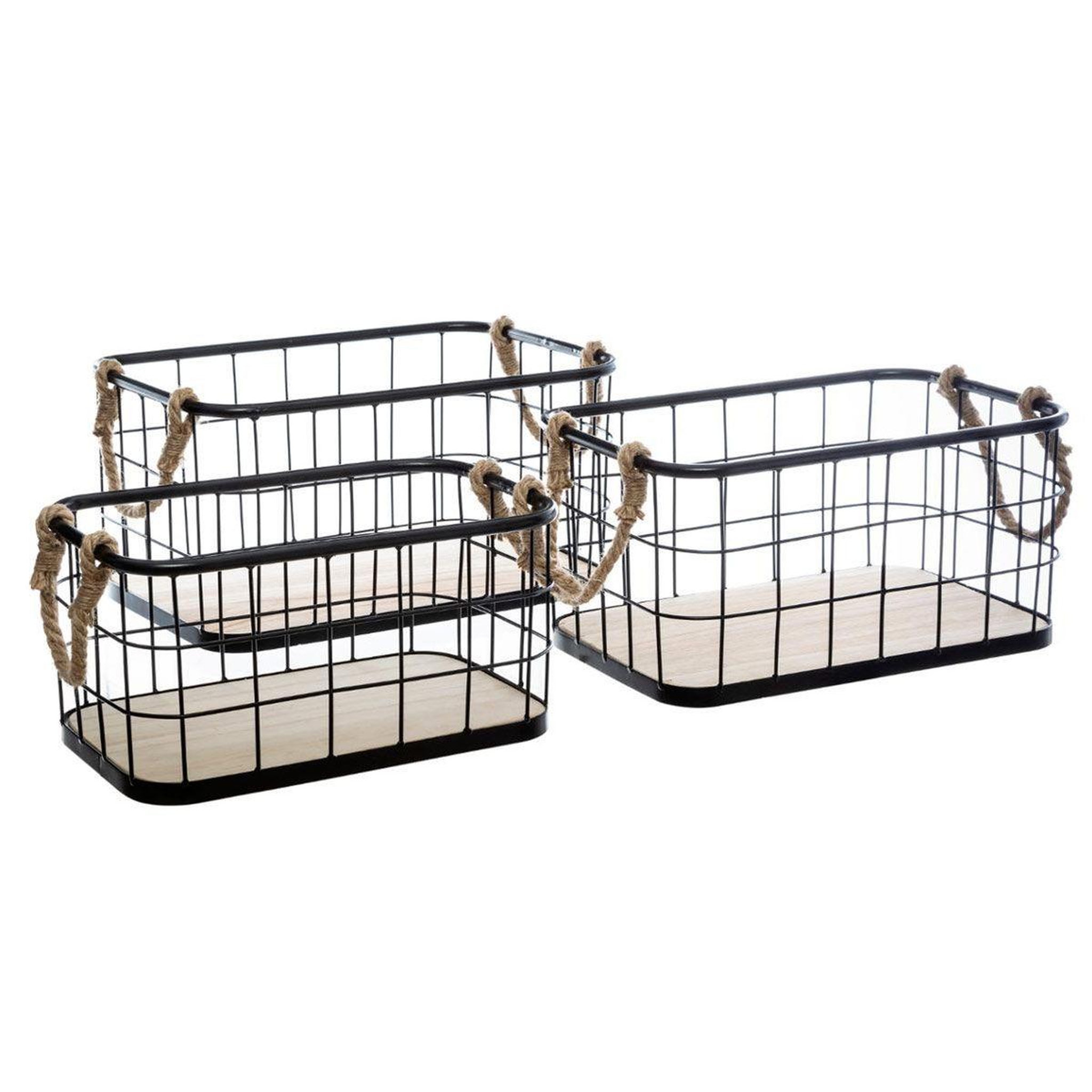 Voir la diapositive 1 : ATMOSPHERA Lot de 3 cagettes de rangement  loft  38cm noir