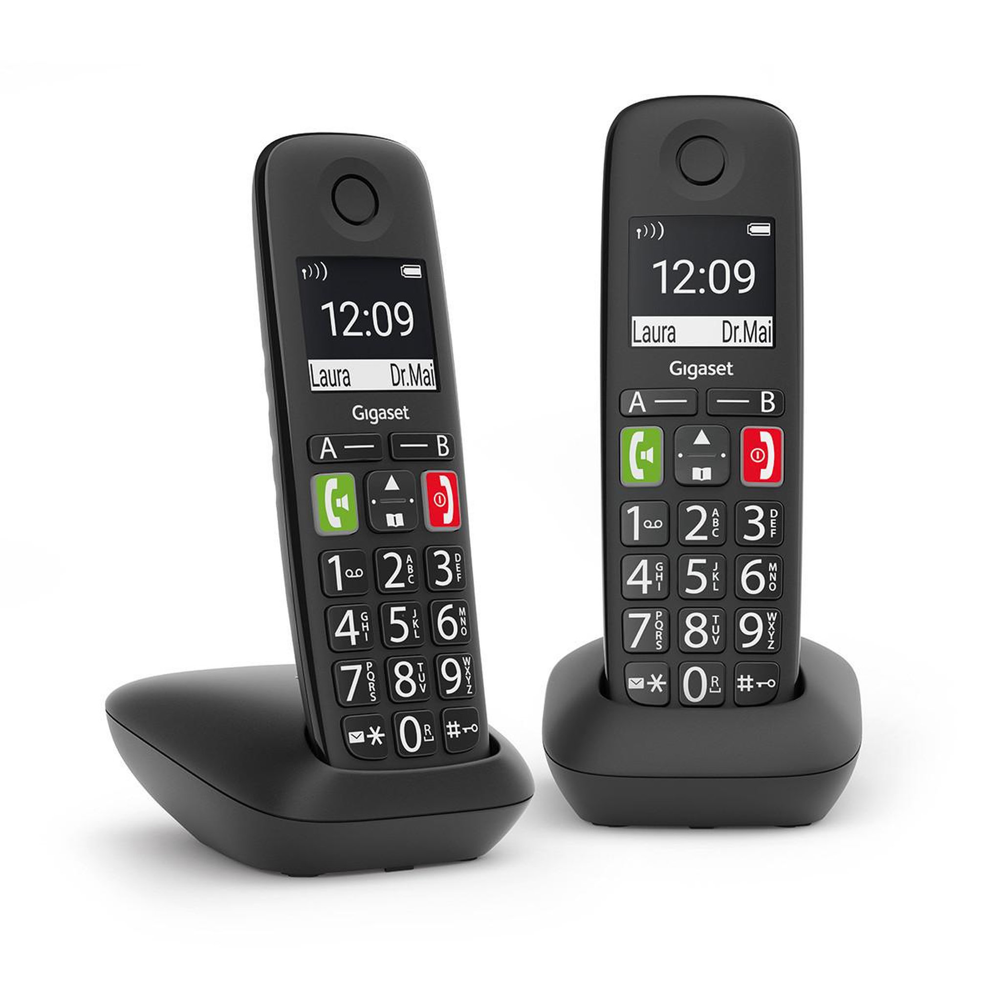 GIGASET Téléphone analogique DECT Gigaset E290 Duo avec identification de l'appelant Noir