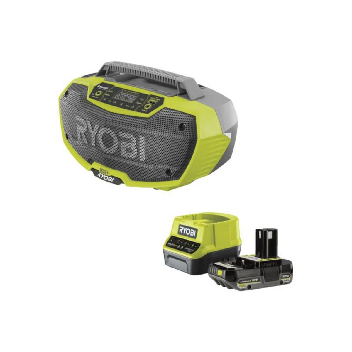 Ryobi Pack RYOBI Radio d'atelier R18RH0 18V OnePlus 1 batterie 2