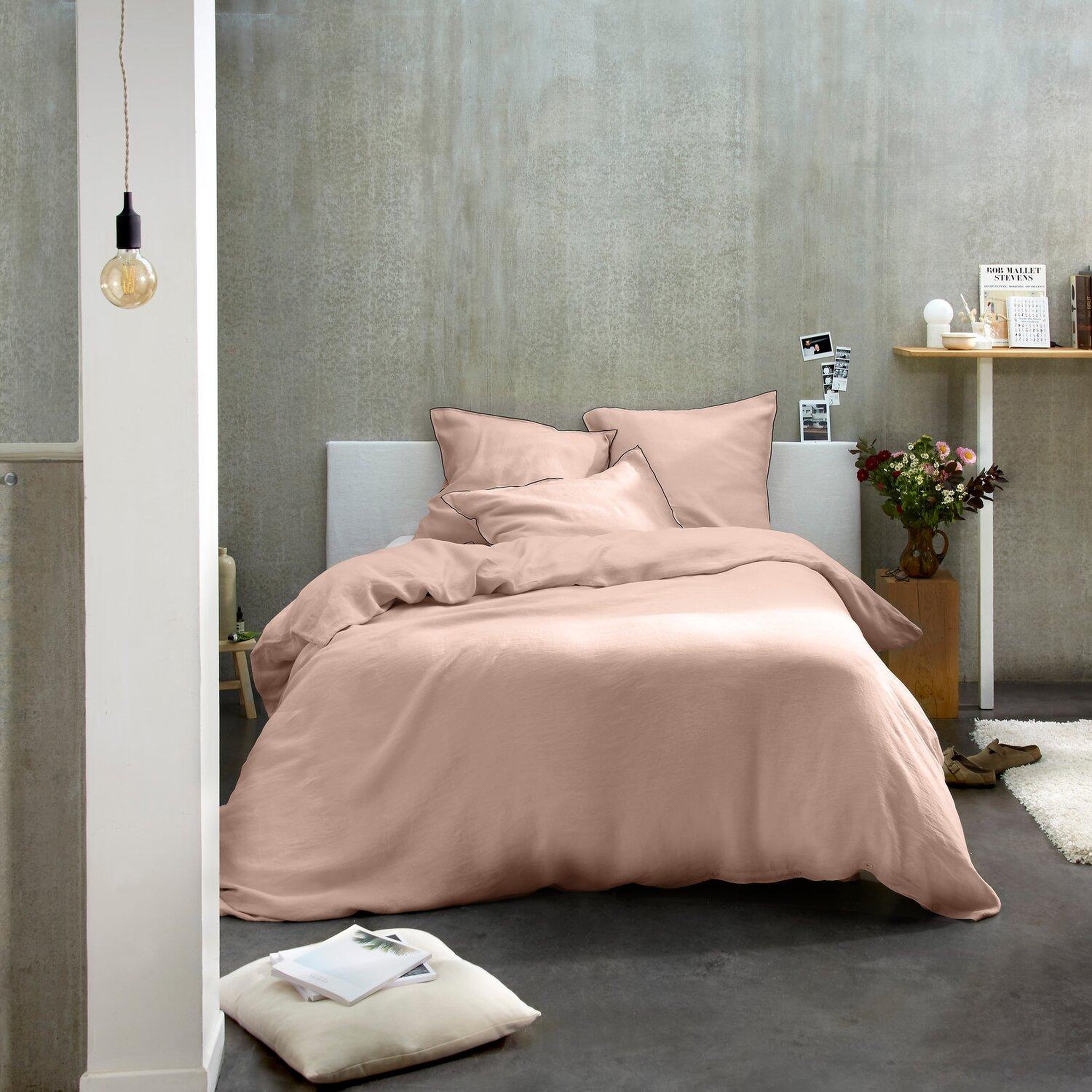 Voir la diapositive 2 : BATON ROUGE Parure de housse de couette 100% lin lavé 160gsm