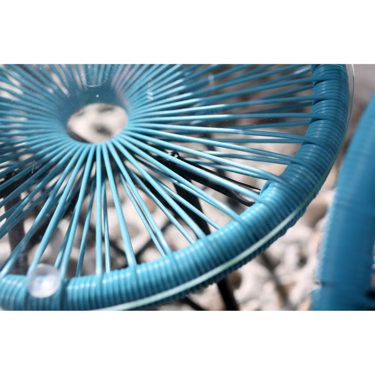 CONCEPT USINE Salon de jardin 2 fauteuils ronds et table basse bleu ACAPULCO