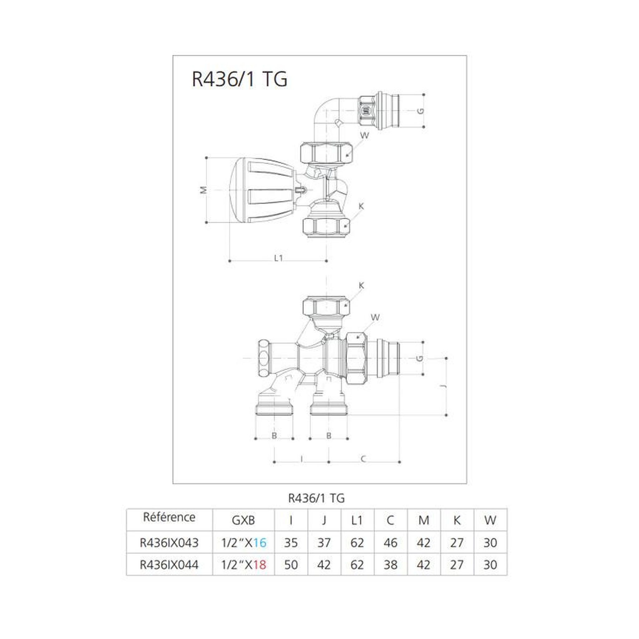 Voir la diapositive 2 : GIACOMINI Robinet de radiateur monotube équerre 1 2 D16 GIACOMINI R436IX043
