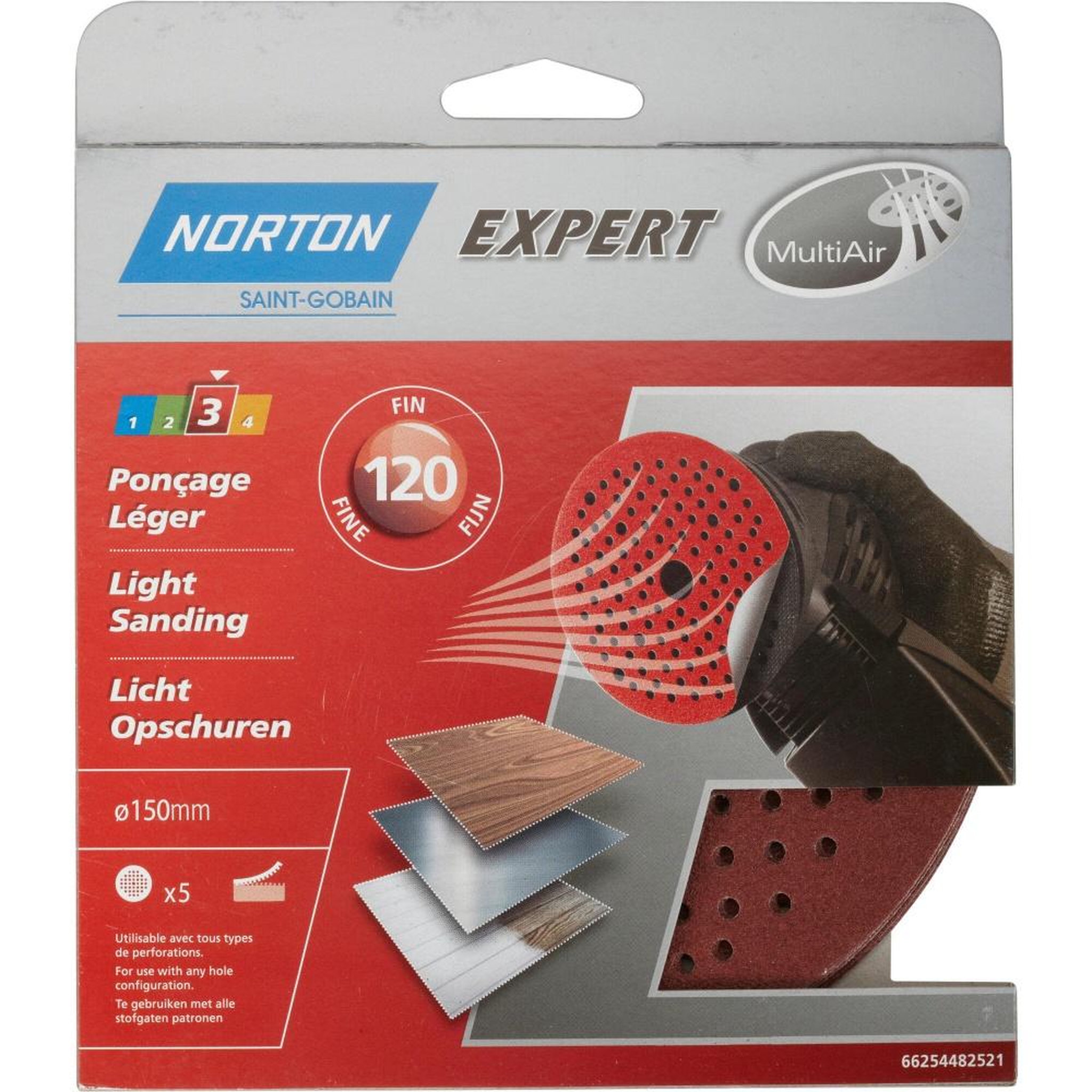 Norton Lot De 5 Disques Abrasifs Norton, 150 Mm, Grains 120