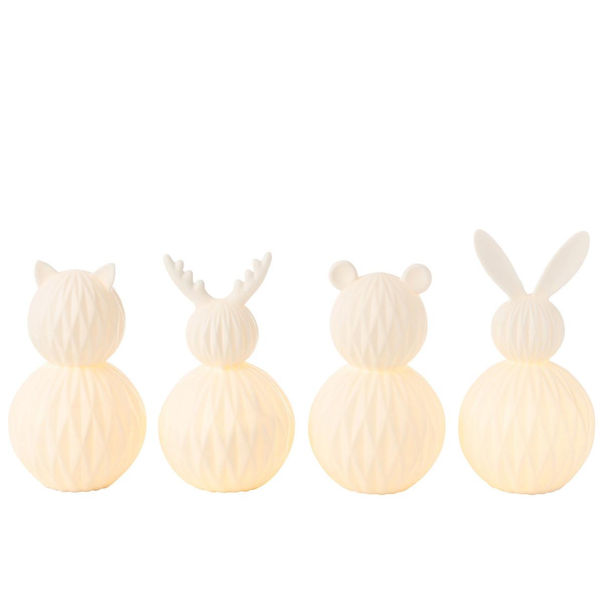 Voir la diapositive 5 : J-LINE Lampe à poser led en porcelaine  renne  23cm blanc