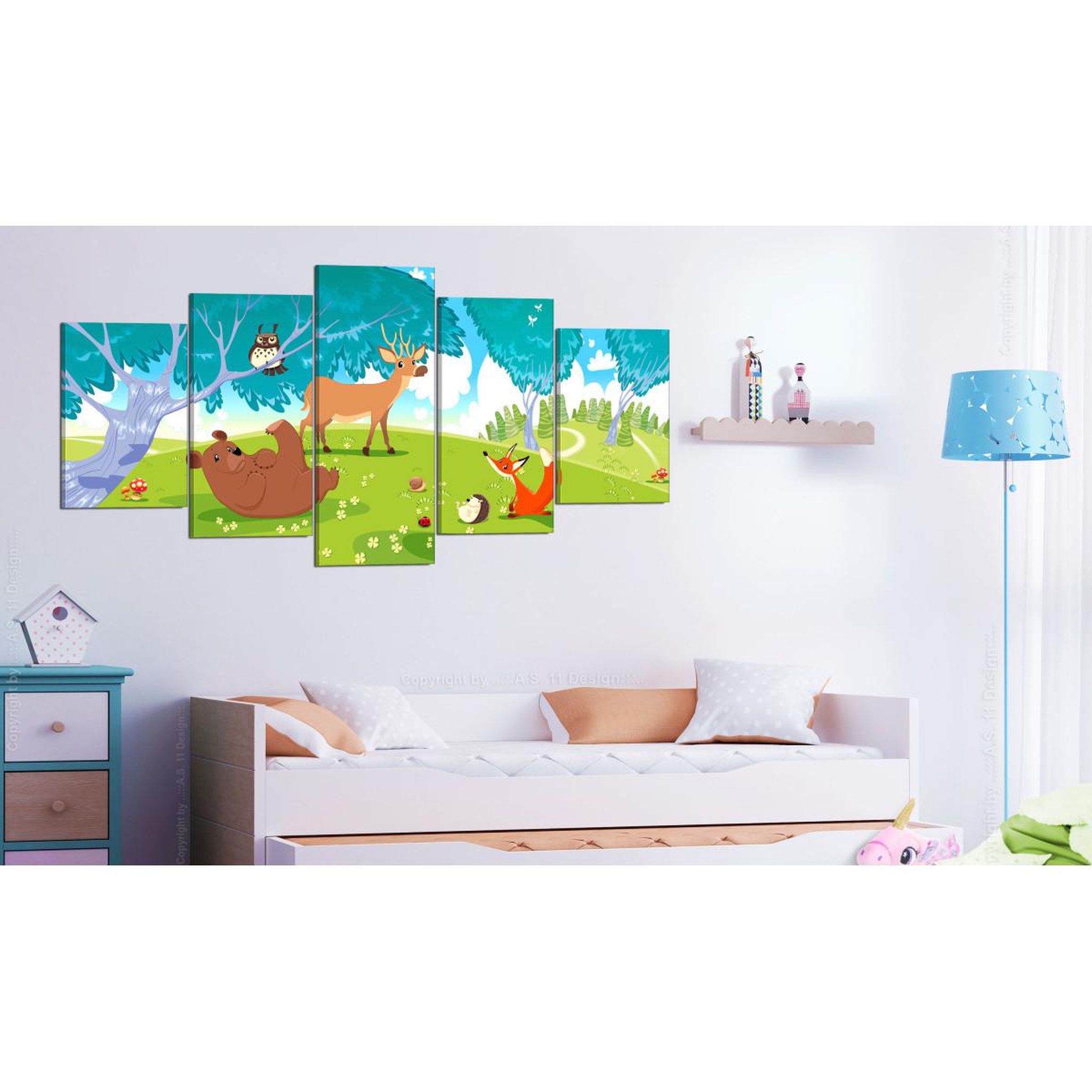 Voir la diapositive 2 : Paris Prix Tableau Imprimé 5 Panneaux  Friendly Animals