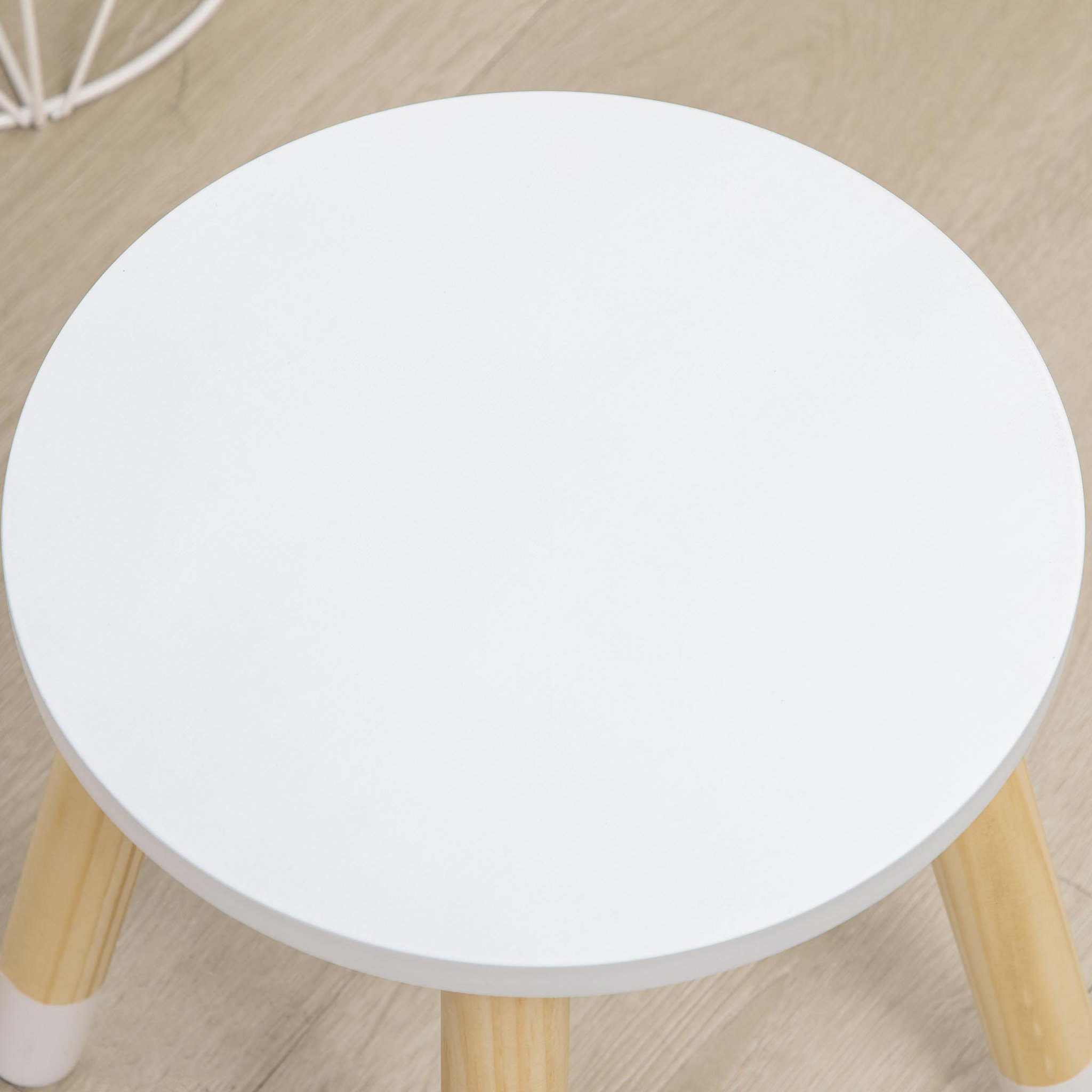 Voir la diapositive 5 : HOMCOM Coiffeuse enfant design scandinave - tabouret inclus - 2 tiroirs, niche, miroir - bois pin MDF blanc