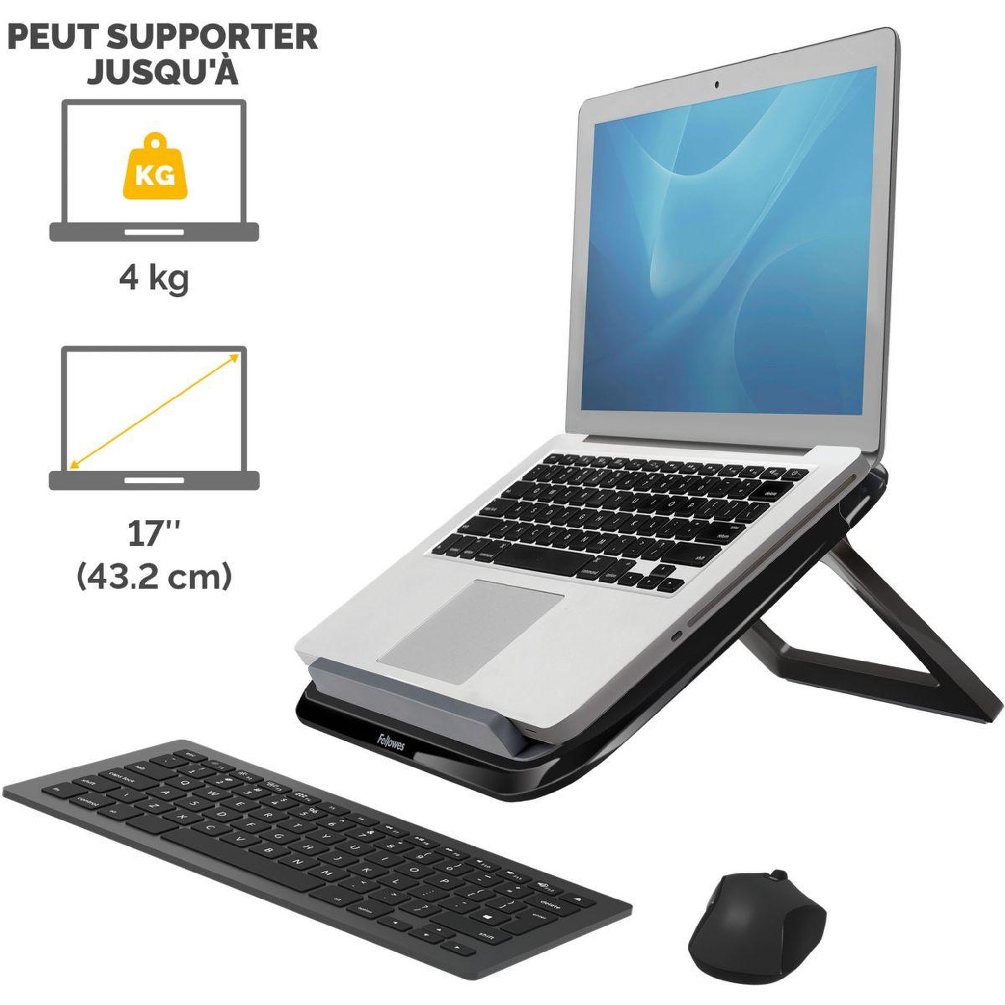 Voir la diapositive 3 : Fellowes SUPPORT pc portable ergonomique Quicklift I noir