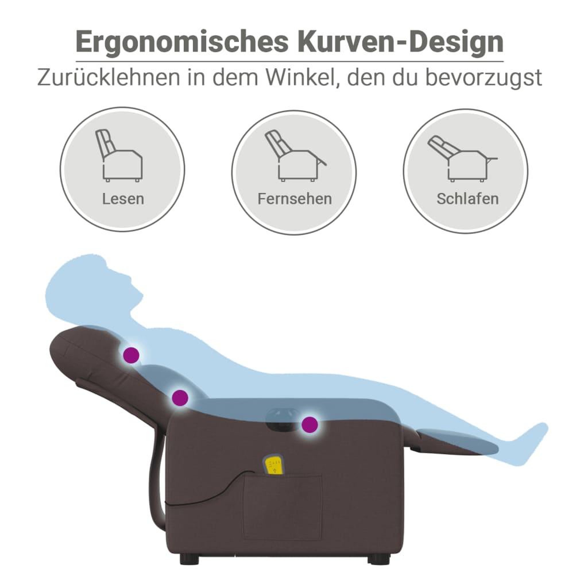 Voir la diapositive 6 : VIDAXL Fauteuil inclinable de massage electrique Marron fonce Tissu