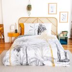 COTE DECO Housse de couette réversible 240x220 SOLI + 2 taies 100% coton adouci 57 fils/cm2