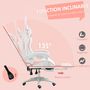 Voir la diapositive 6 : VINSETTO Chaise gaming fauteuil gamer inclinable réglable repose-pied rétractable oreilles de lapin amovibles rose blanc