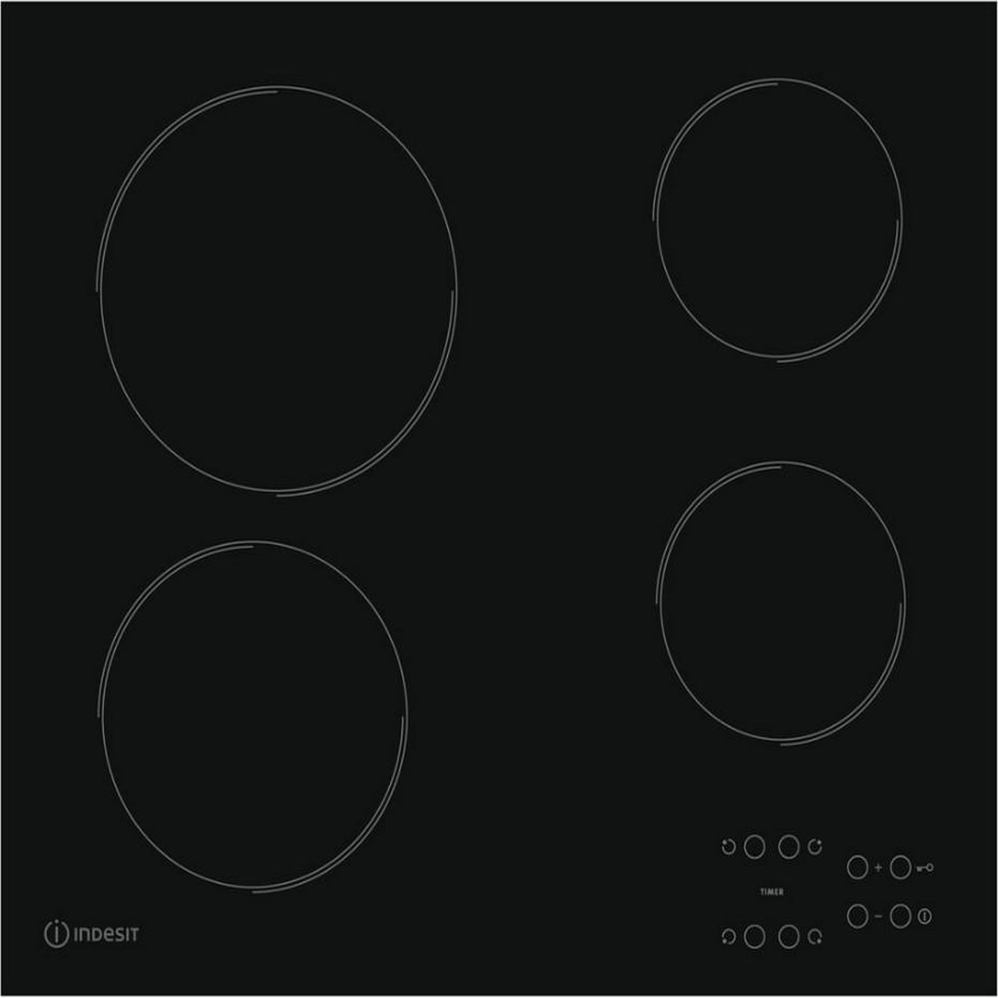 Indesit Table de cuisson vitrocéramique 60cm 4 feux 6200w noir - RI161C