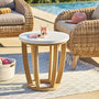 Voir la diapositive 2 : HESPERIDE Table de jardin d'appoint ronde en bois et béton LEMINDO - Marron