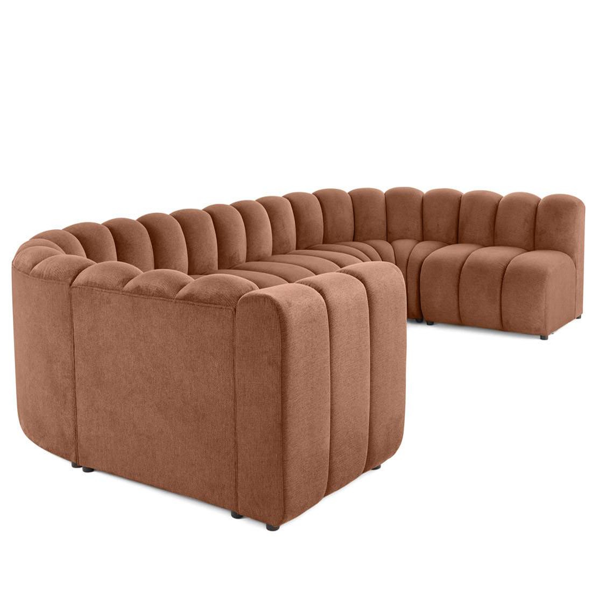 Voir la diapositive 5 : LISA DESIGN Debbie - canapé modulable panoramique d'angle droit 7 places en tissu texturé