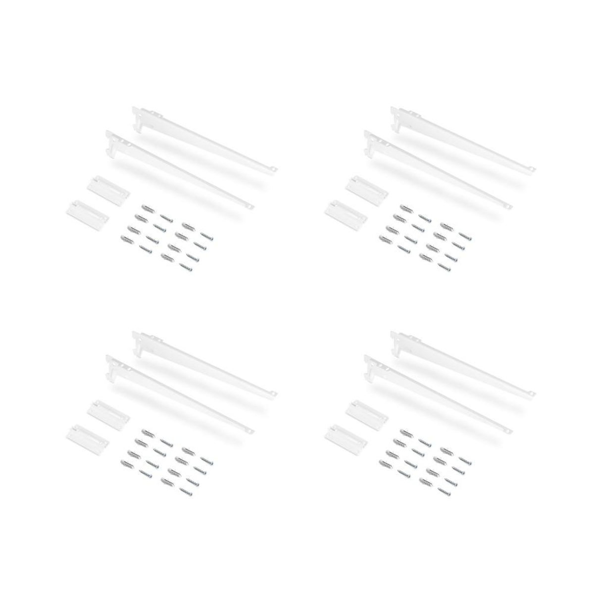 EMUCA SRL Lot de 4 étagères avec consoles et plaques de fixation murale Jagmet -  longueur 230mm -  Acier -  Peint en blanc