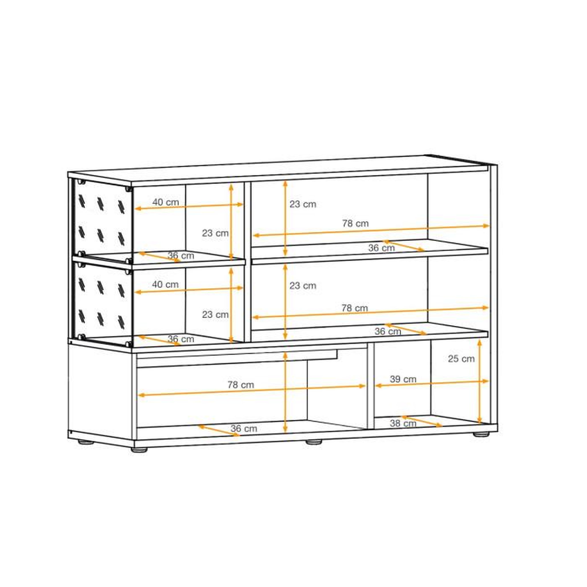 Voir la diapositive 4 : Paris Prix Buffet 3 Portes & 3 Niveaux  Silk  120cm Gris & Naturel