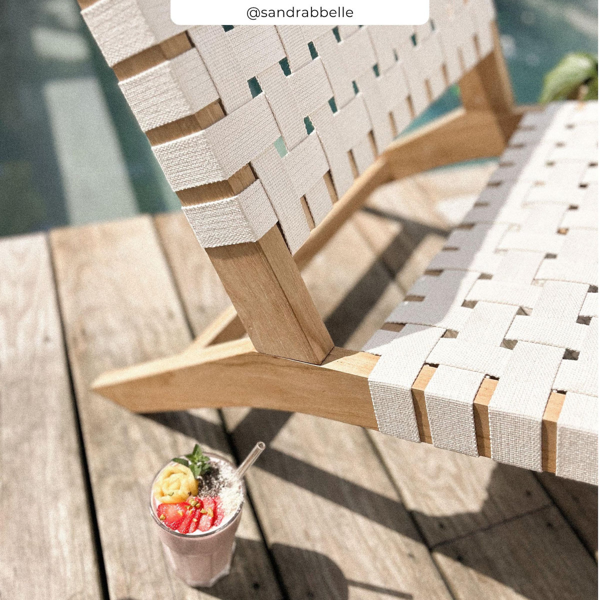 Rendez vous déco Fauteuil de jardin en teck et sangles en tissu noir - Tao