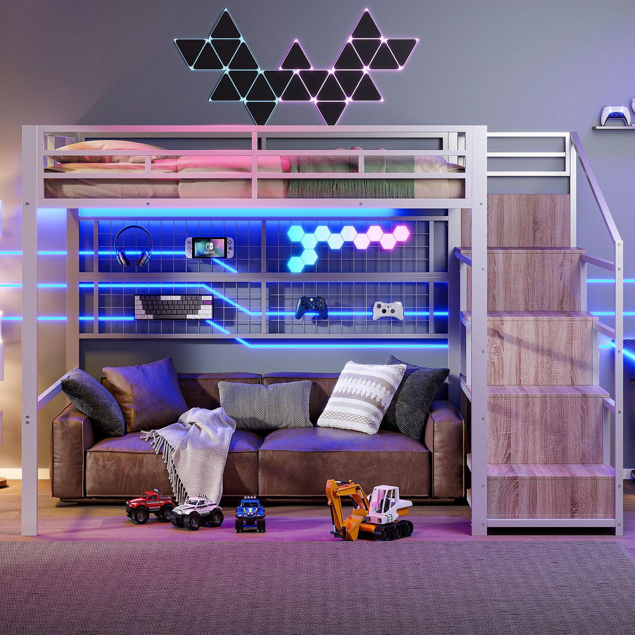 Voir la diapositive 4 : MERAX Lit mezzanine 140x200cm