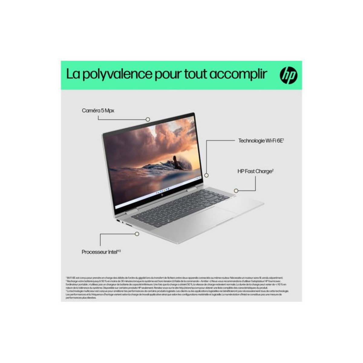 HP PC Hybride PC 2 en 1 Hp Envy x360 2 in 1 Laptop 15.6 FHD Intel Core i5 1335U RAM 16 Go LPDDR5 512 Go SSD Intel Iris Xe