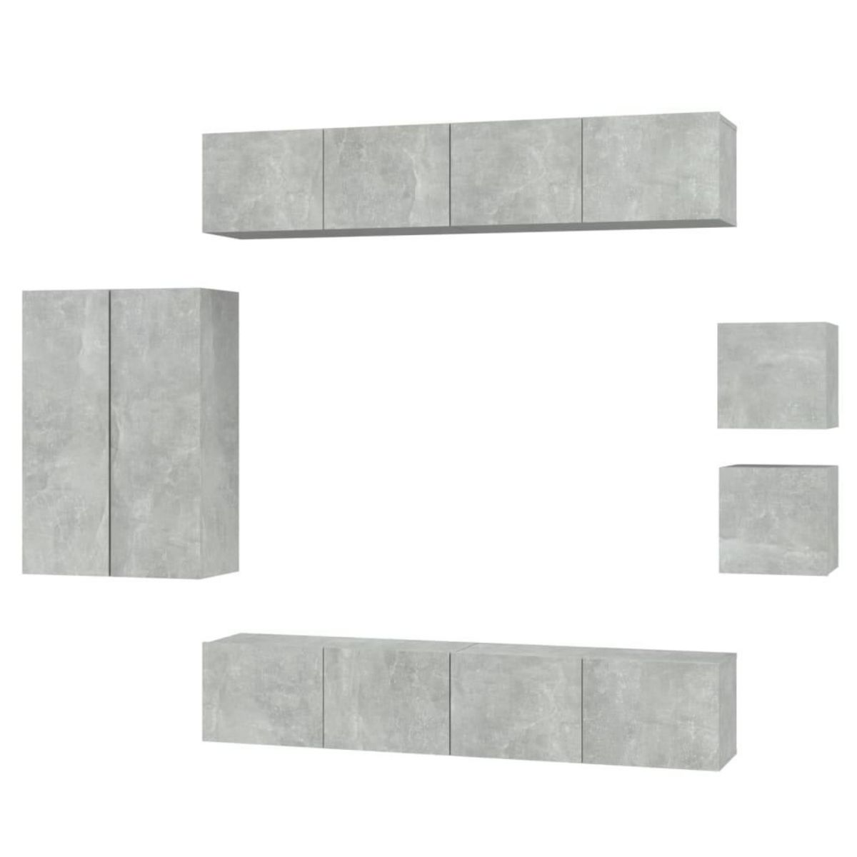 VIDAXL Ensemble de meubles TV 8 pcs Gris beton Bois d'ingenierie