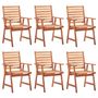 Voir la diapositive 2 : VIDAXL Chaises a manger d'exterieur lot de 6 et coussins Acacia massif