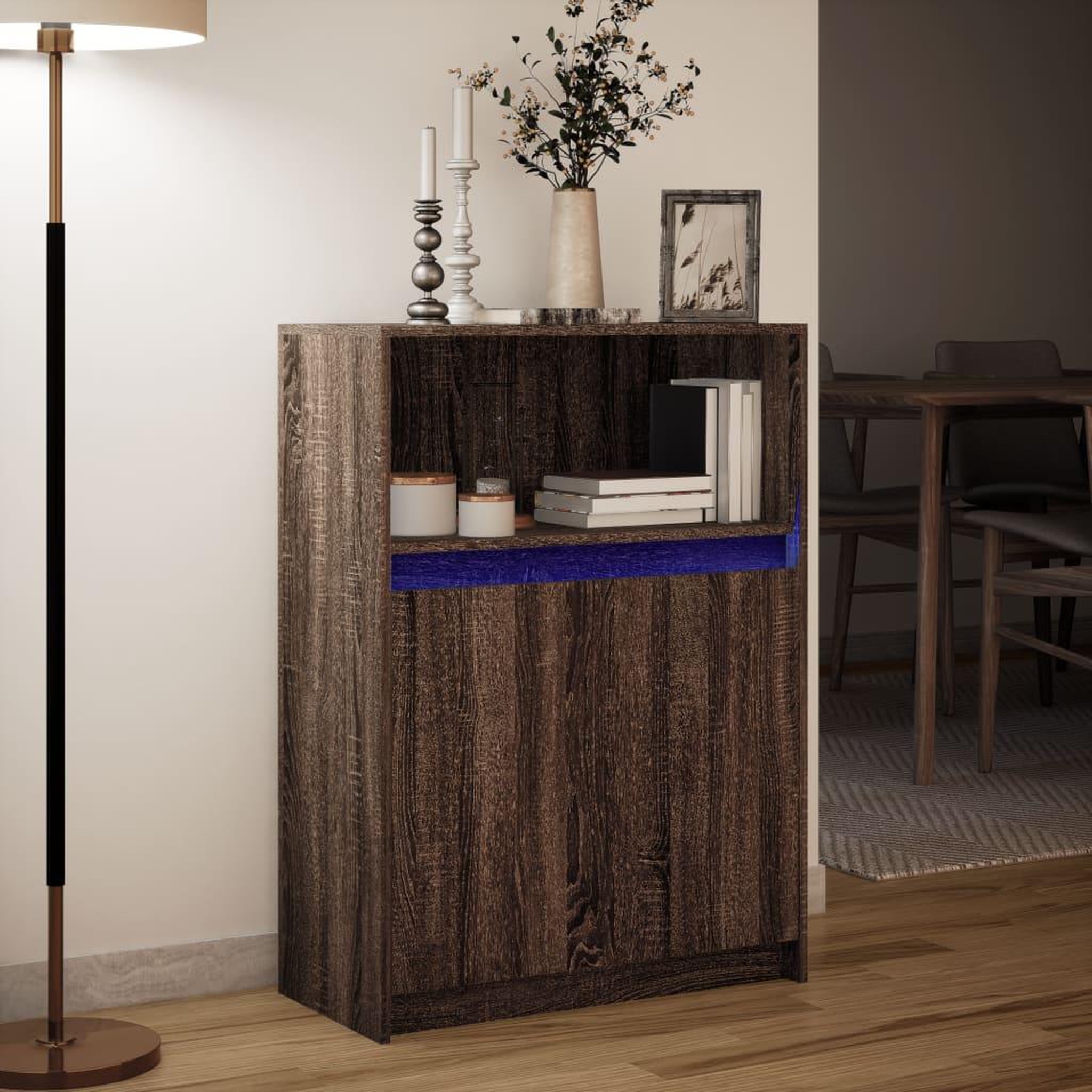 Voir la diapositive 5 : VIDAXL Buffet avec LED chene marron 72x34x100 cm bois d'ingenierie
