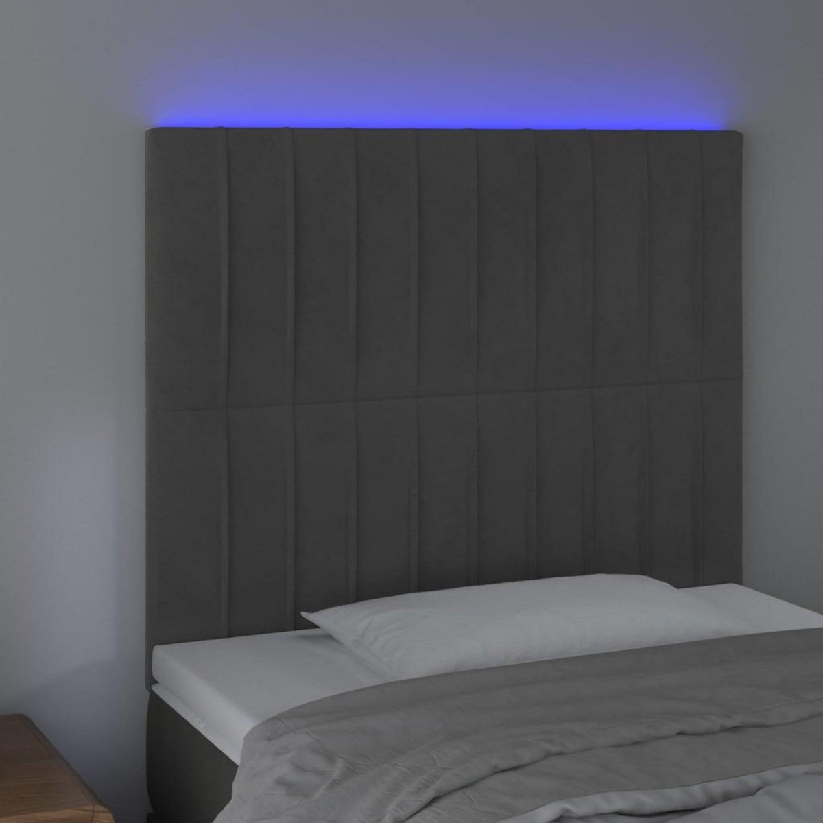 VIDAXL Tete de lit a LED Gris fonce 100x5x118/128 cm Velours
