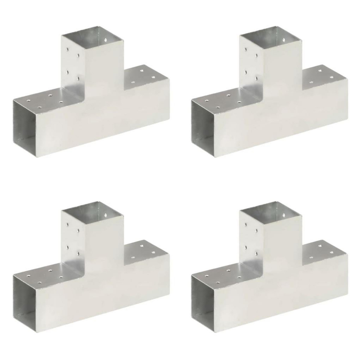 VIDAXL Connecteurs de poteau 4 pcs Forme en T Metal galvanise 81x81 mm