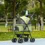 Voir la diapositive 2 : PAWHUT Poussette buggy pliable chien chat panier rangement porte-gobelets tissu 300D Oxford imperméable 4 roues vert