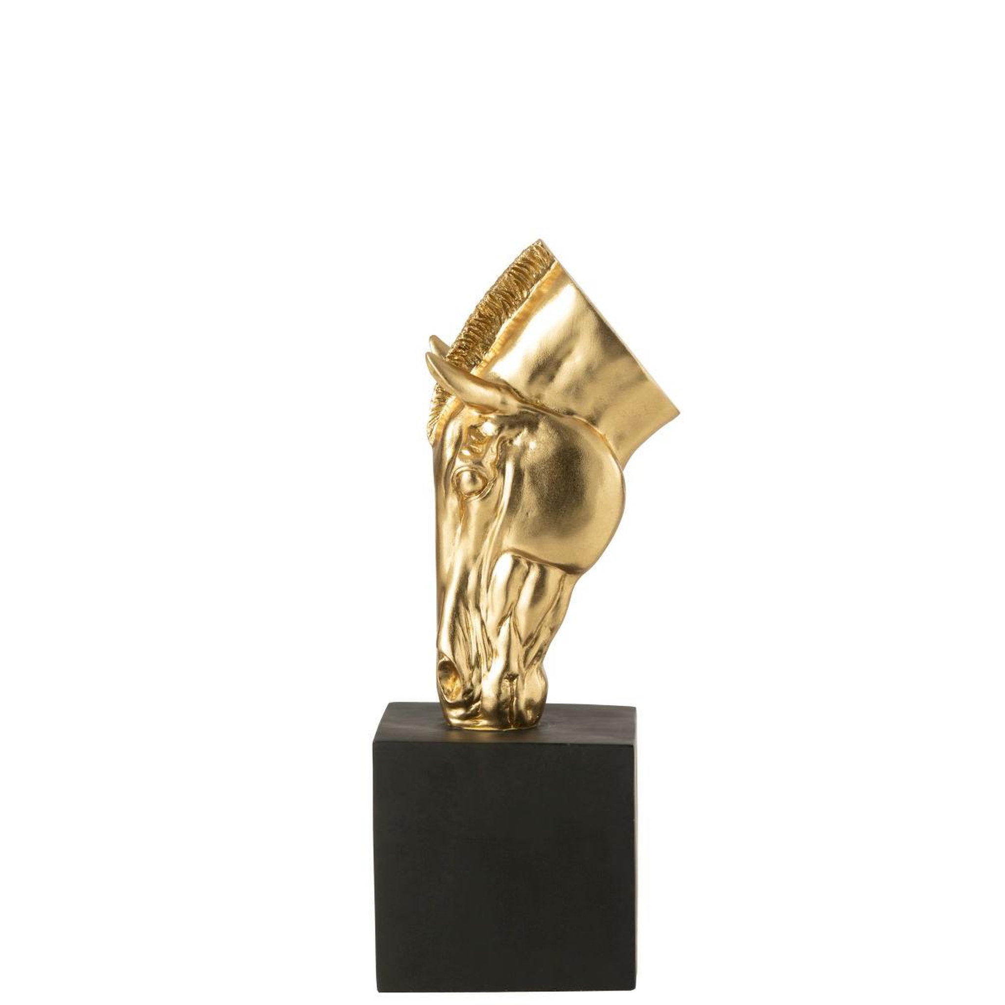 Voir la diapositive 3 : J-LINE Tête de cheval sur socle  hollywood  44cm doré