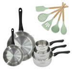 Fackelmann Lot Poêles 20/28 cm et Casseroles 12/16/20 cm Fackelmann Généva avec 5 ustensiles