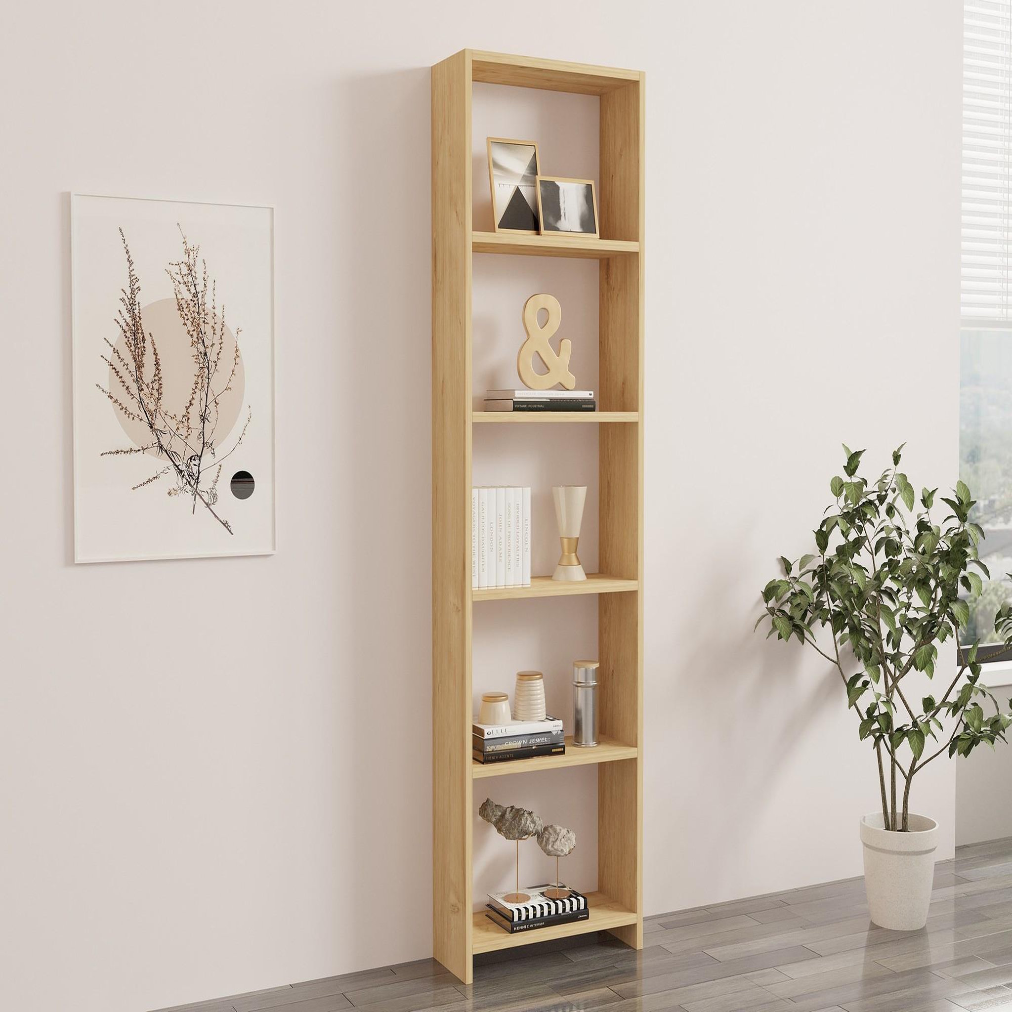 Voir la diapositive 2 : Habitat et Jardin Bibliothèque en bois  new  - 50 x 19 x 160 cm - chêne