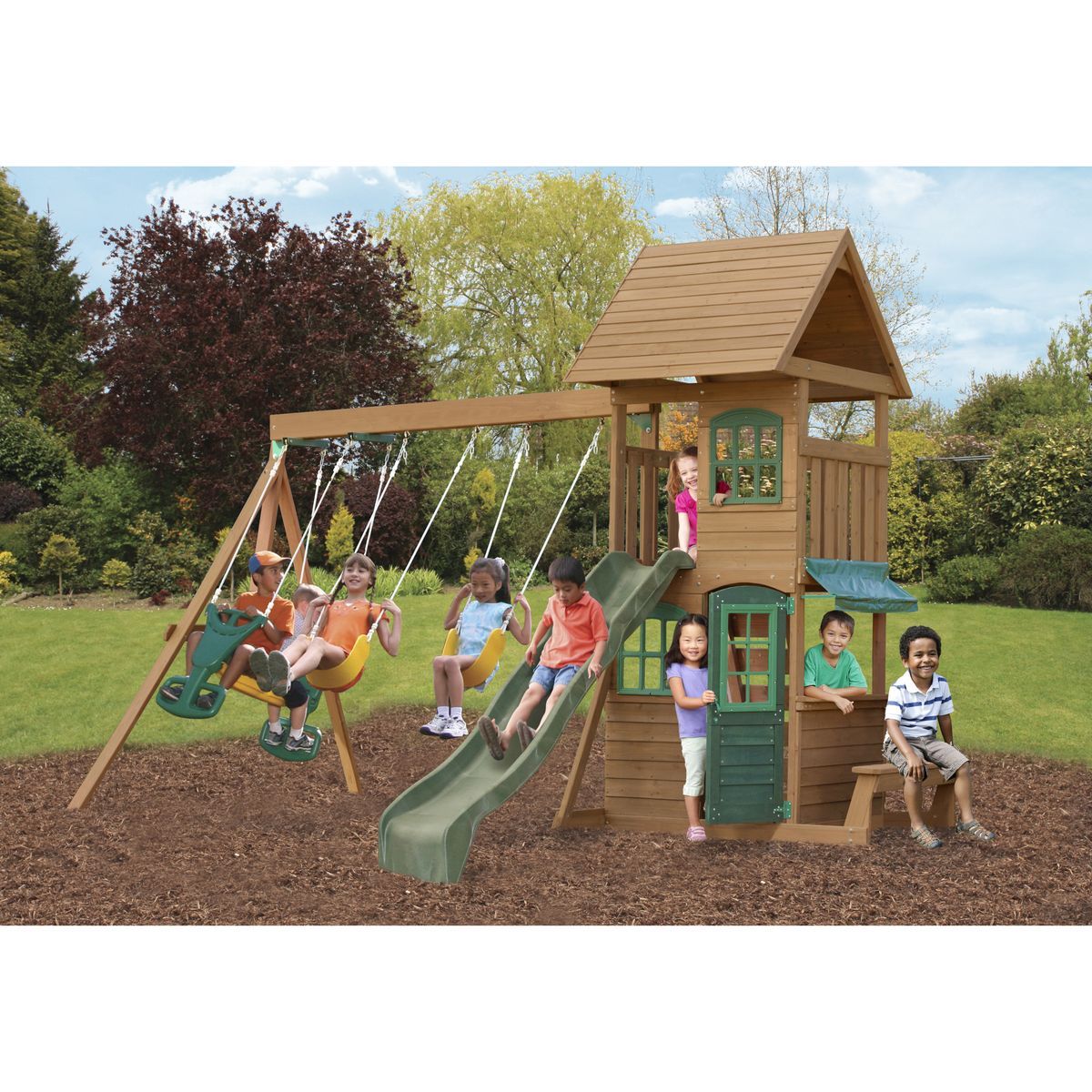 Kidkraft Aire de jeux avec toboggan - Bois - H3.30m - WINDALE 