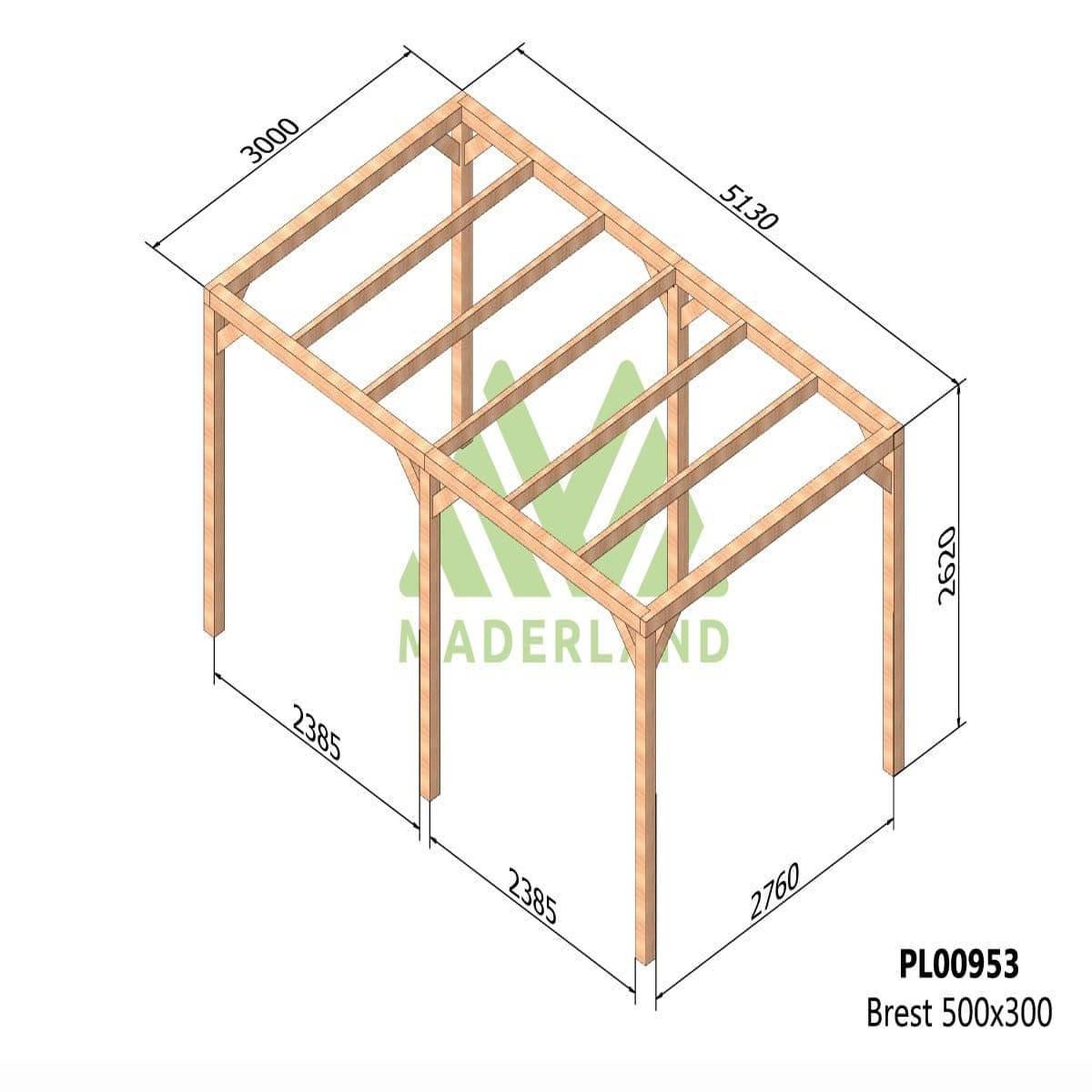 Voir la diapositive 2 : JARDIDECO Pergola en bois lamellé-collé brest 500 x 300 cm - maderland