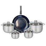ELO Ensemble de 1 Poêle de cuisson 32 cm et 4 faitouts 14, 16, 20 et 24 cm Elo Prima Brillant