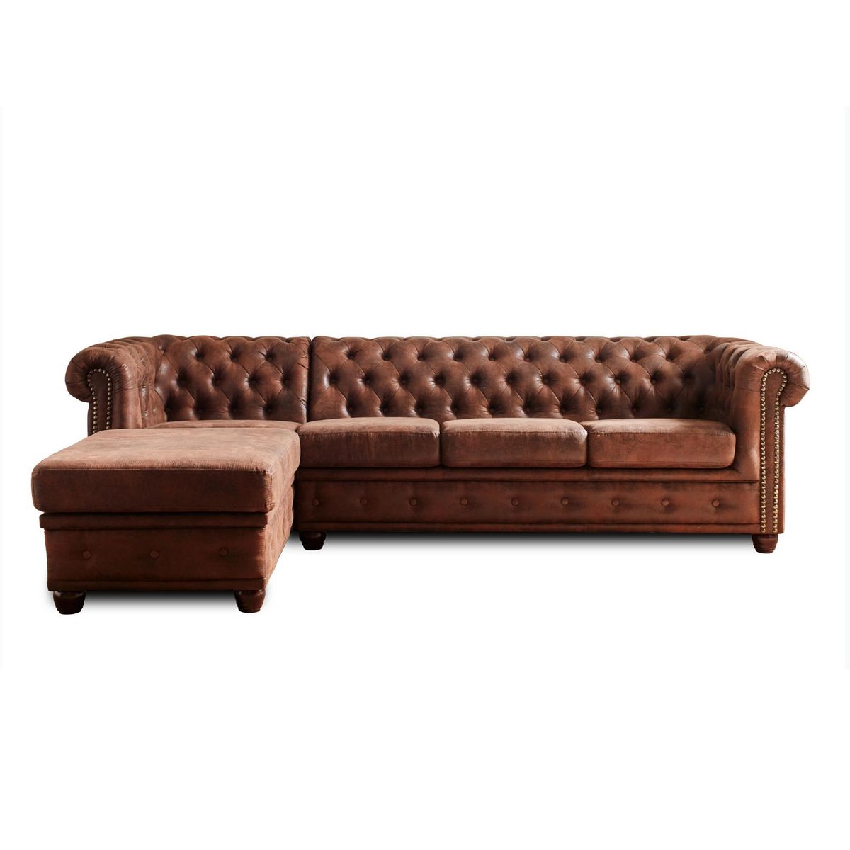 LISA DESIGN Winston - canapé d'angle chesterfield - 4 places - style industriel - gauche