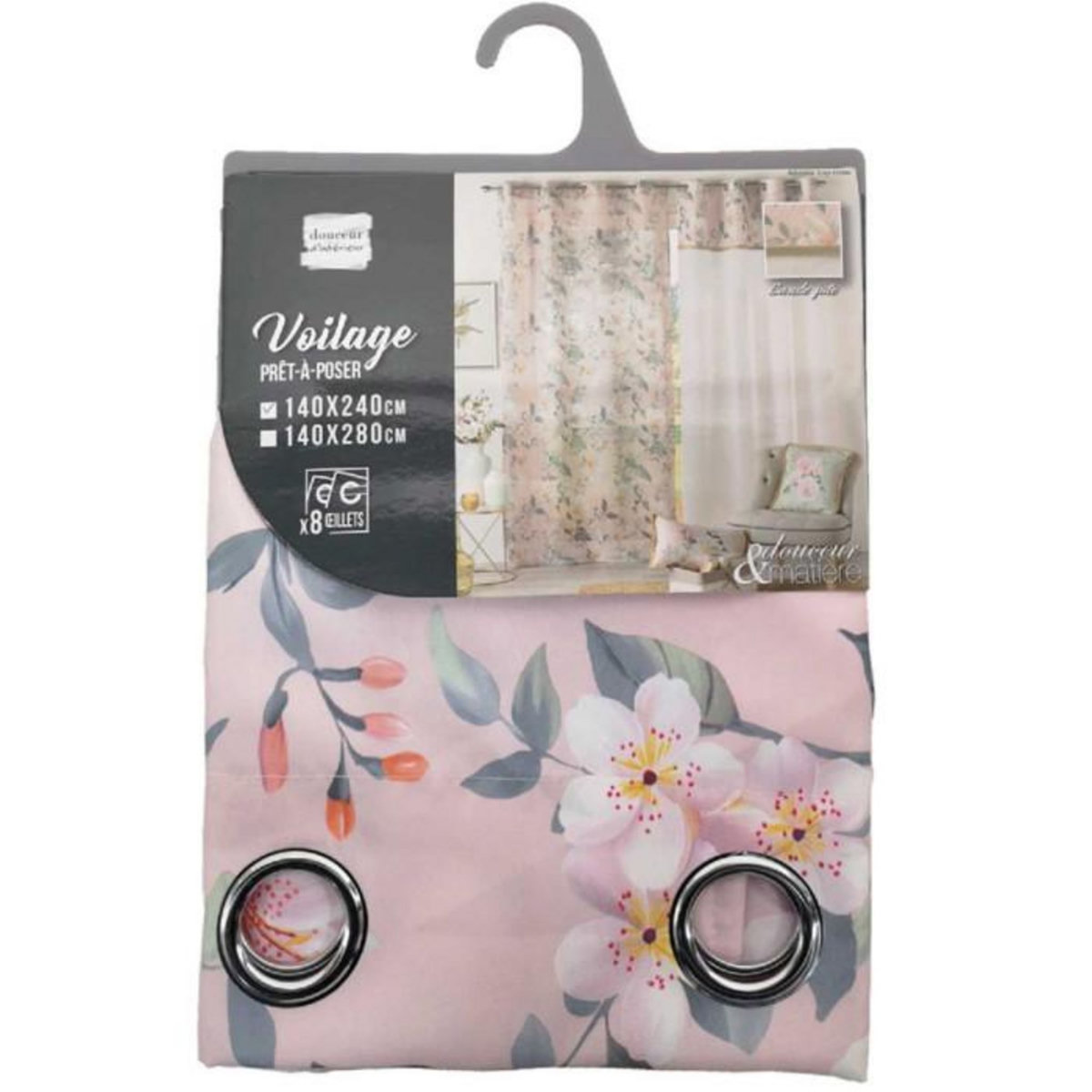 Paris Prix Rideau Voilage à Œillets  Alissia  140x240cm Rose