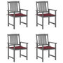 Voir la diapositive 1 : VIDAXL Chaises de jardin et coussins lot de 4 Gris Bois acacia massif