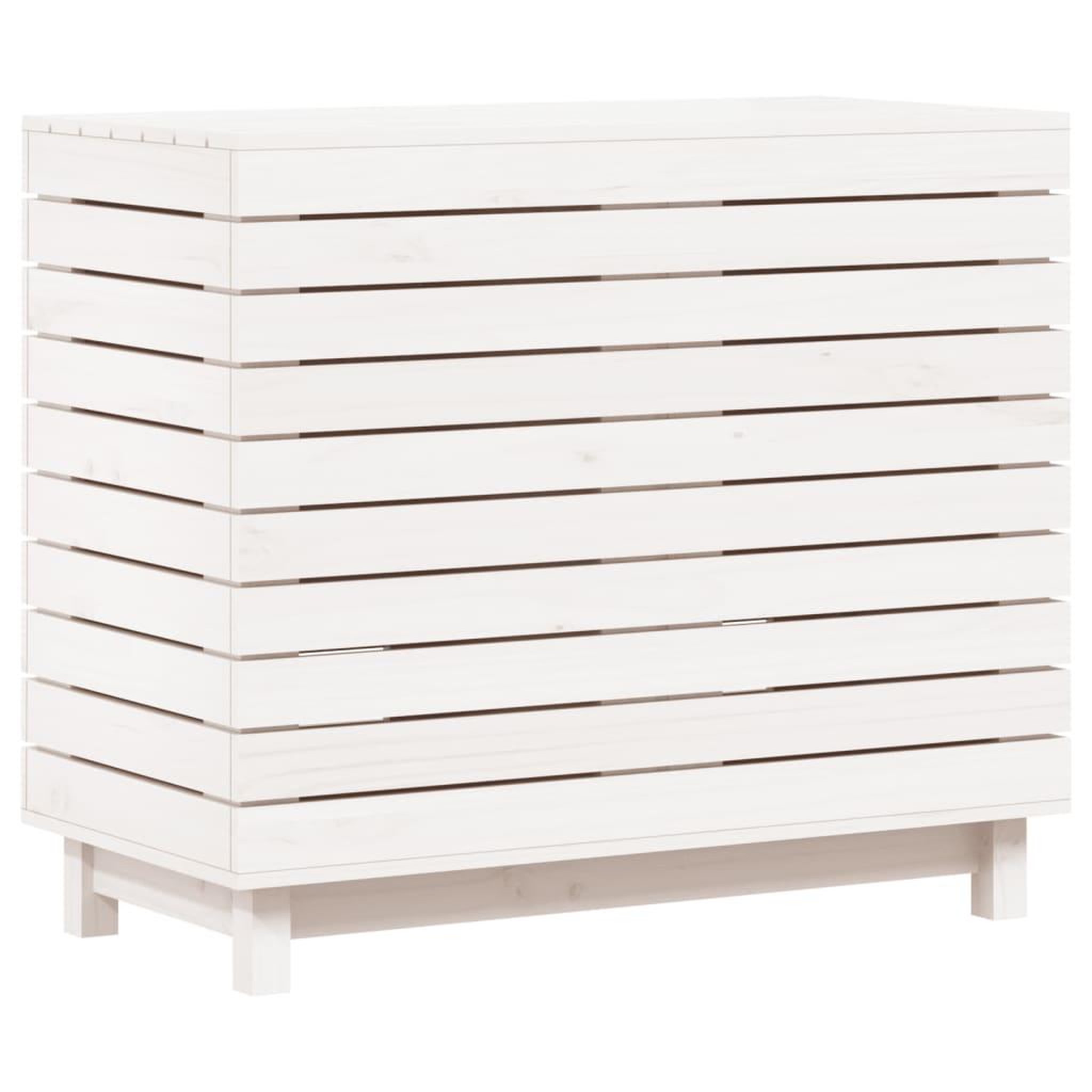 Voir la diapositive 2 : VIDAXL Panier a linge blanc 88,5x44x76 cm Bois massif de pin